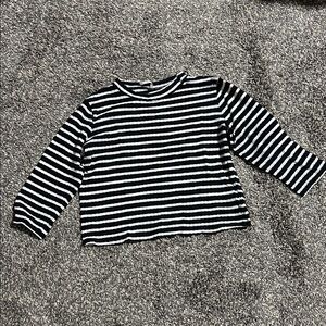 Striped Black and White 3/4 Sleeve Top